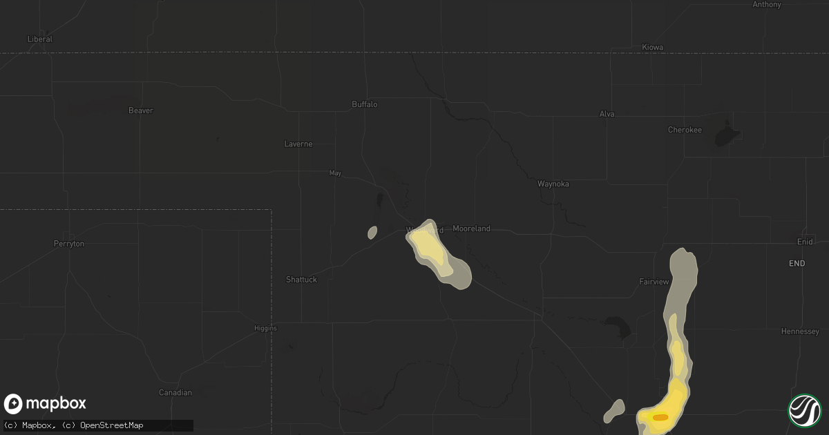 Hail map in Woodward, OK on June 28, 2016