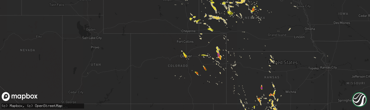 Hail map on June 28, 2016