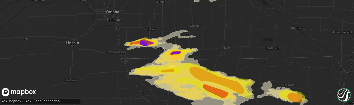 Hail map in Bedford, IA on June 28, 2017