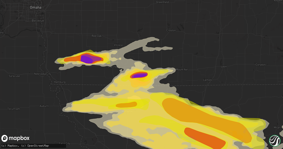 Hail map in Bedford, IA on June 28, 2017