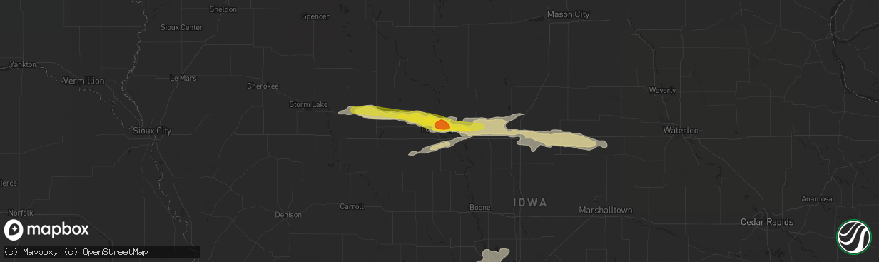 Hail map in Fort Dodge, IA on June 28, 2017