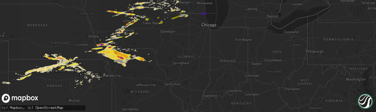 Hail map in Illinois on June 28, 2017