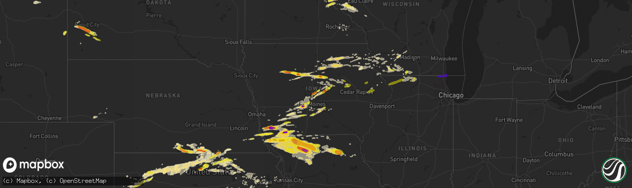 Hail map in Iowa on June 28, 2017