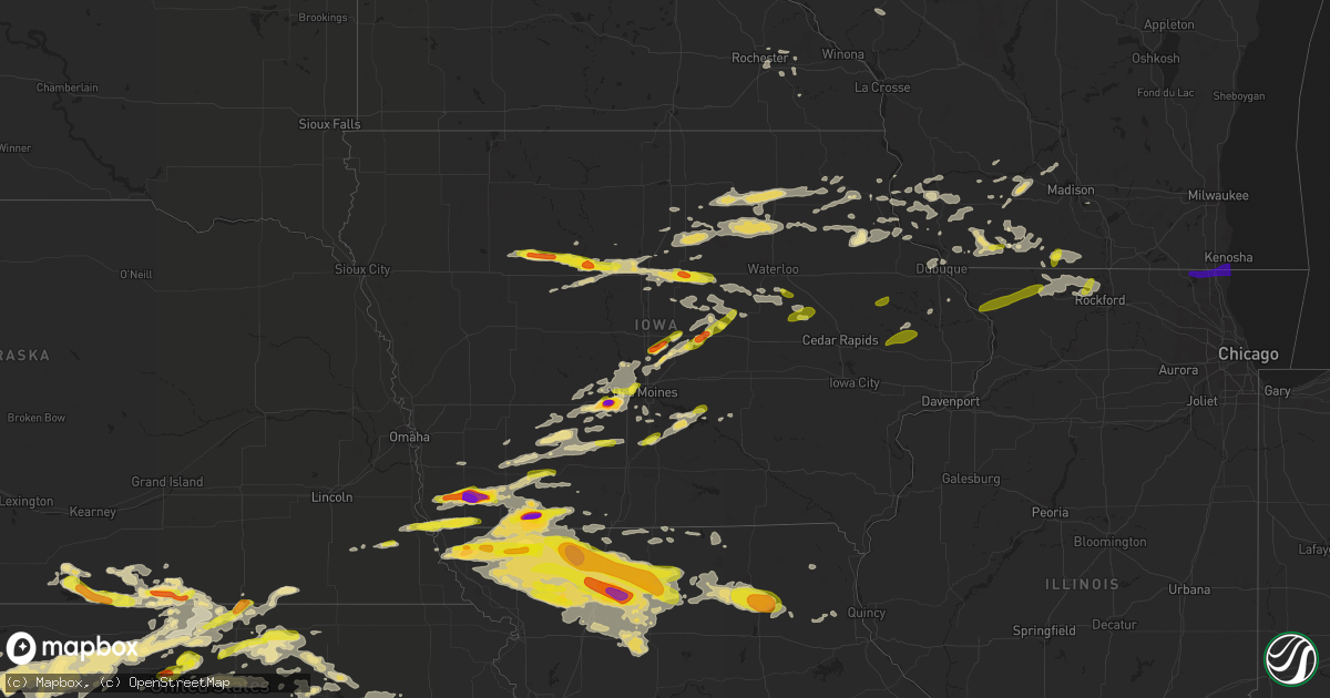 Hail map in Iowa on June 28, 2017