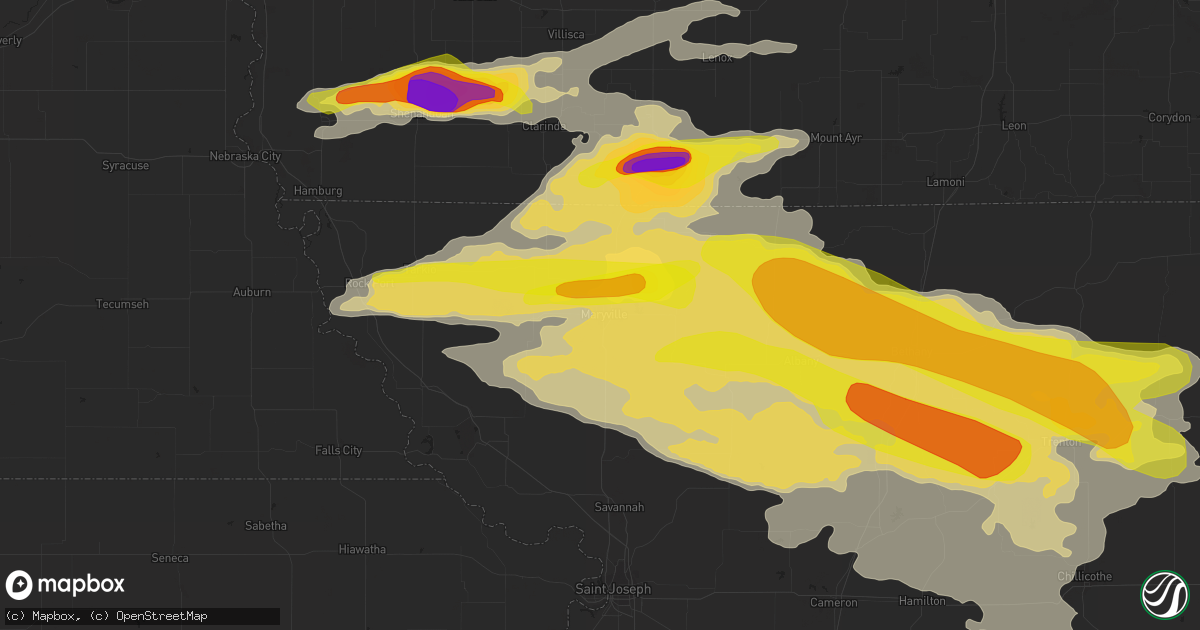 Hail map in Maryville, MO on June 28, 2017