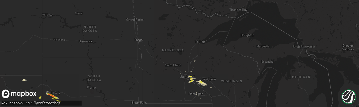 Hail map in Minnesota on June 28, 2017