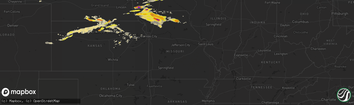 Hail map in Missouri on June 28, 2017