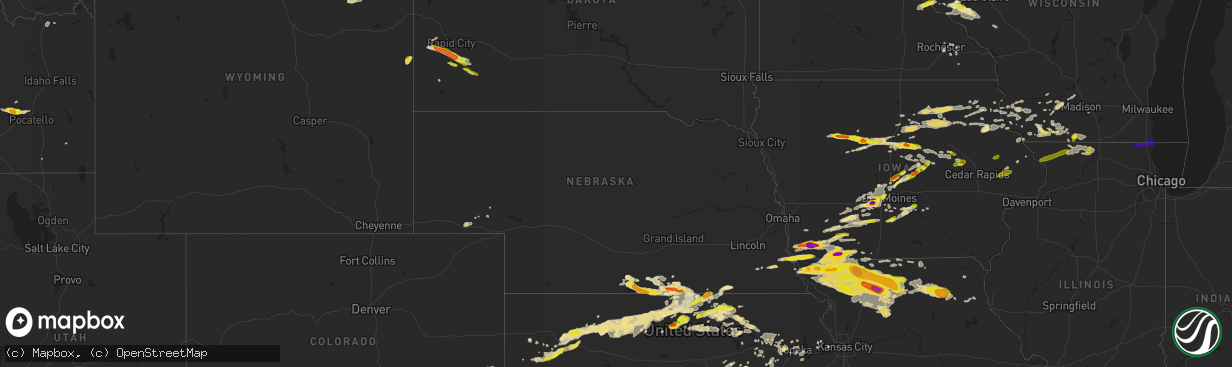 Hail map in Nebraska on June 28, 2017