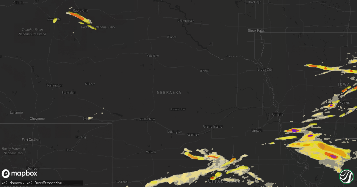 Hail map in Nebraska on June 28, 2017