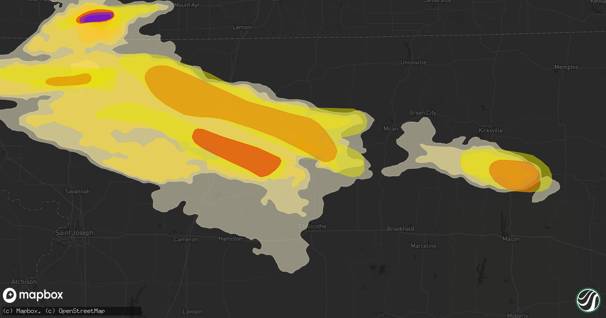 Hail map in Trenton, MO on June 28, 2017