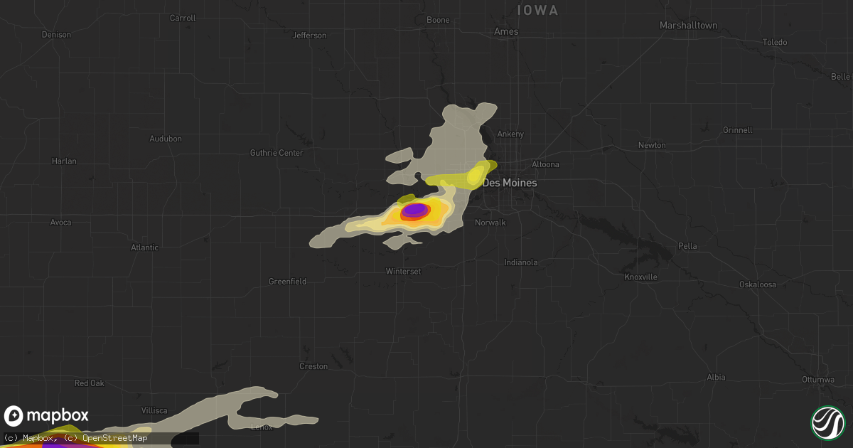 Hail map in Van Meter, IA on June 28, 2017