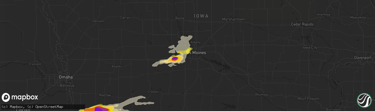 Hail map in West Des Moines, IA on June 28, 2017