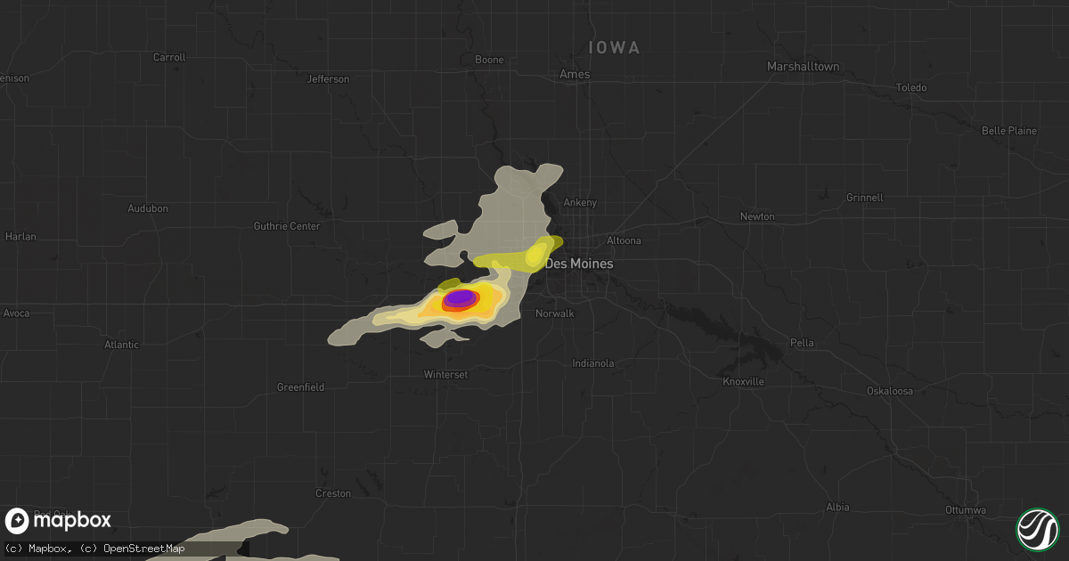Hail map in West Des Moines, IA on June 28, 2017