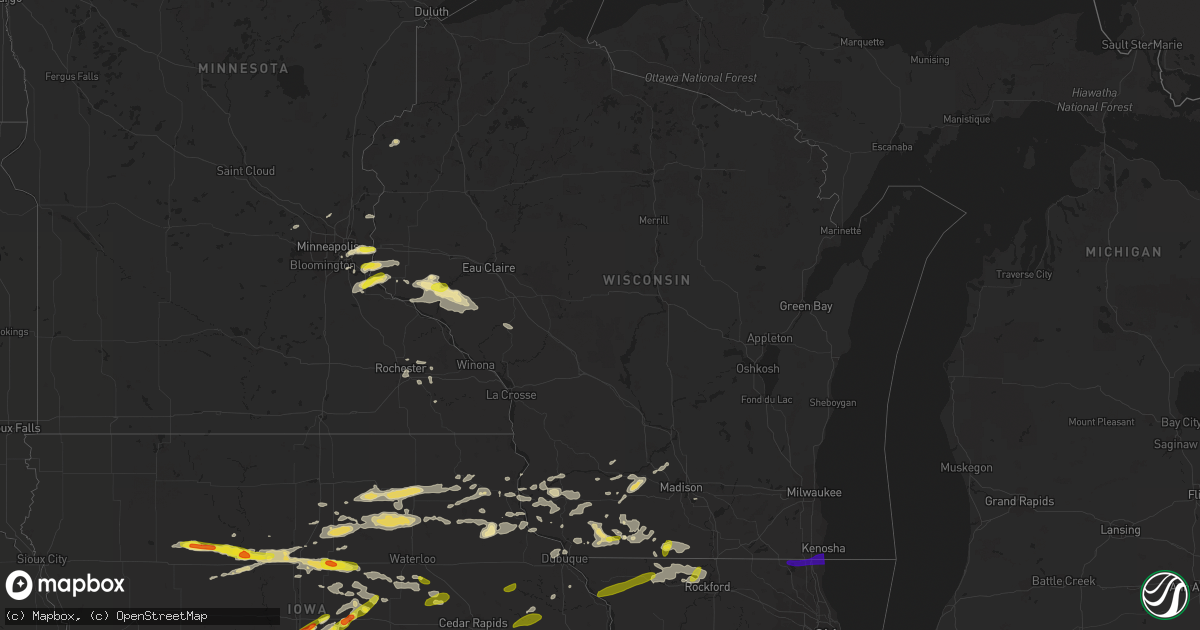 Hail map in Wisconsin on June 28, 2017