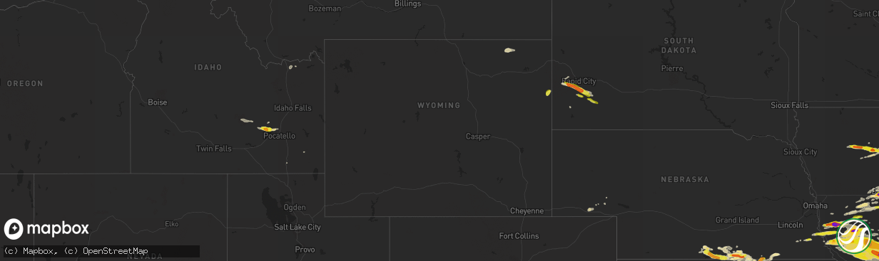 Hail map in Wyoming on June 28, 2017