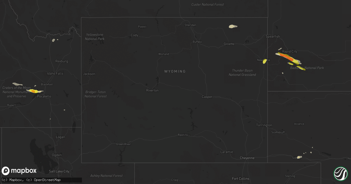 Hail map in Wyoming on June 28, 2017