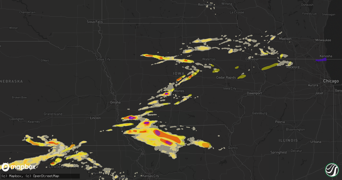 Hail map on June 28, 2017
