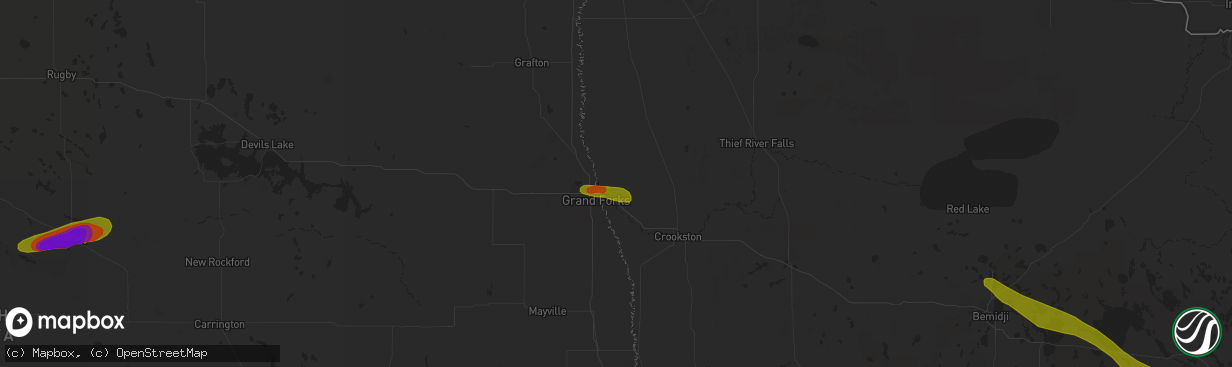 Hail map in East Grand Forks, MN on June 28, 2018