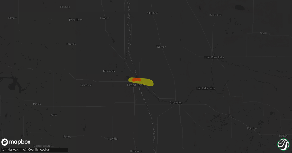 Hail map in East Grand Forks, MN on June 28, 2018