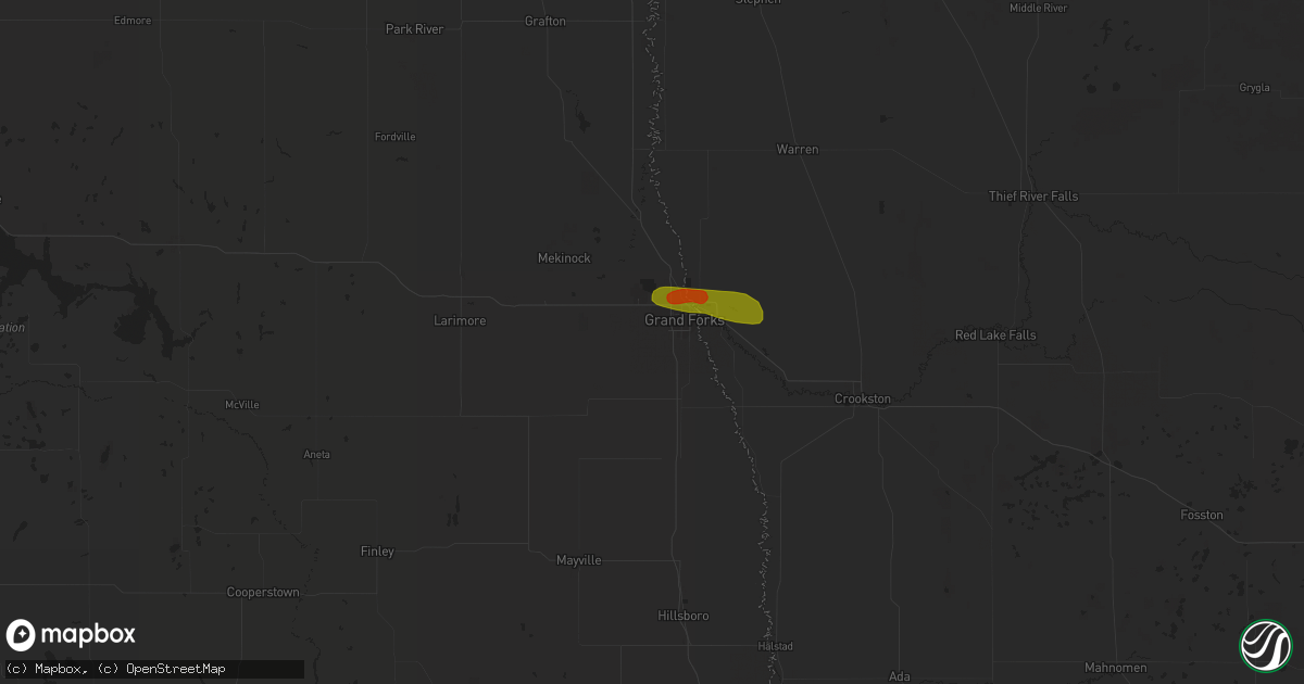 Hail map in Grand Forks, ND on June 28, 2018