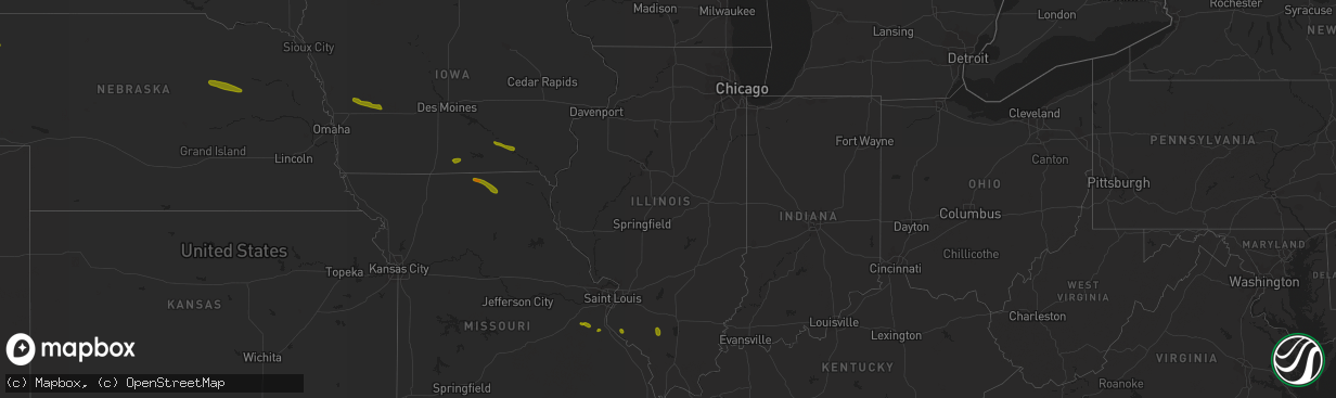 Hail map in Illinois on June 28, 2018