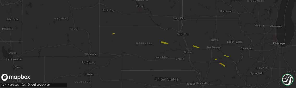 Hail map in Nebraska on June 28, 2018