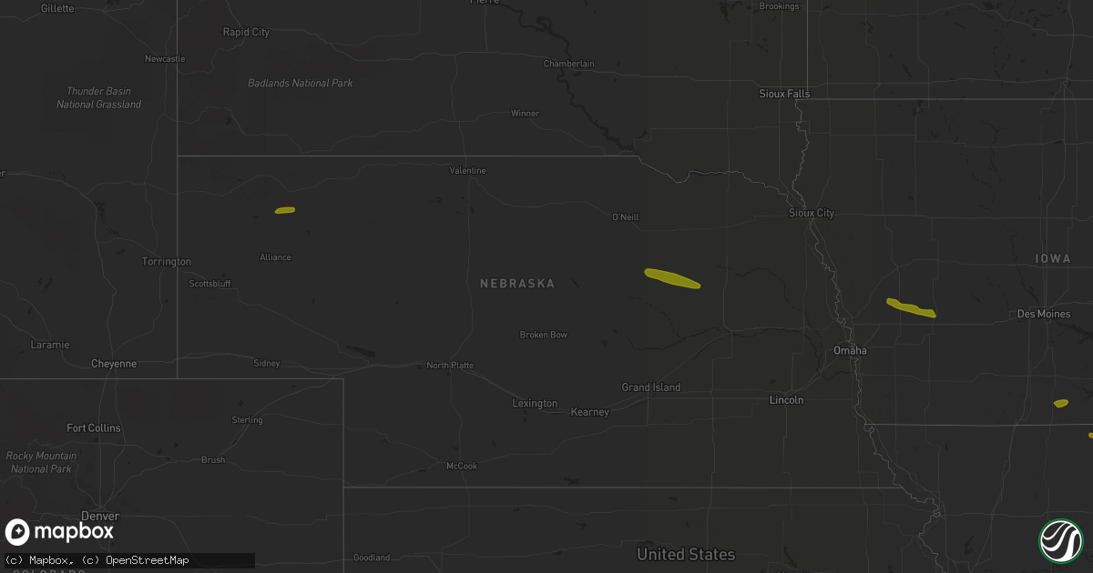 Hail map in Nebraska on June 28, 2018