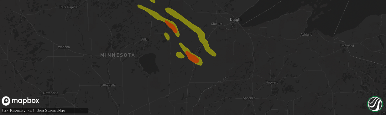 Hail map in Willow River, MN on June 28, 2018