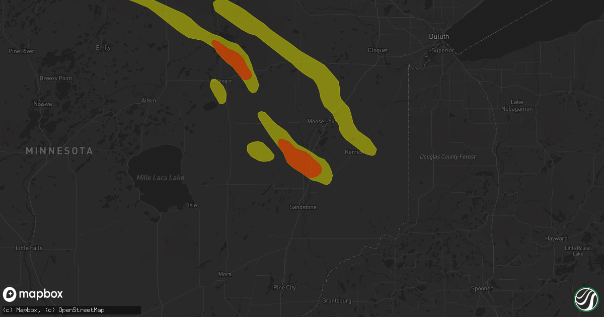 Hail map in Willow River, MN on June 28, 2018