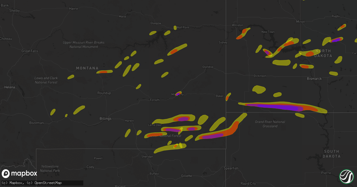 Hail map on June 28, 2018