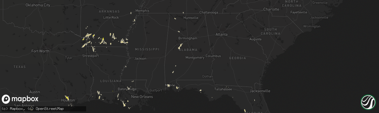 Hail map in Alabama on June 28, 2019