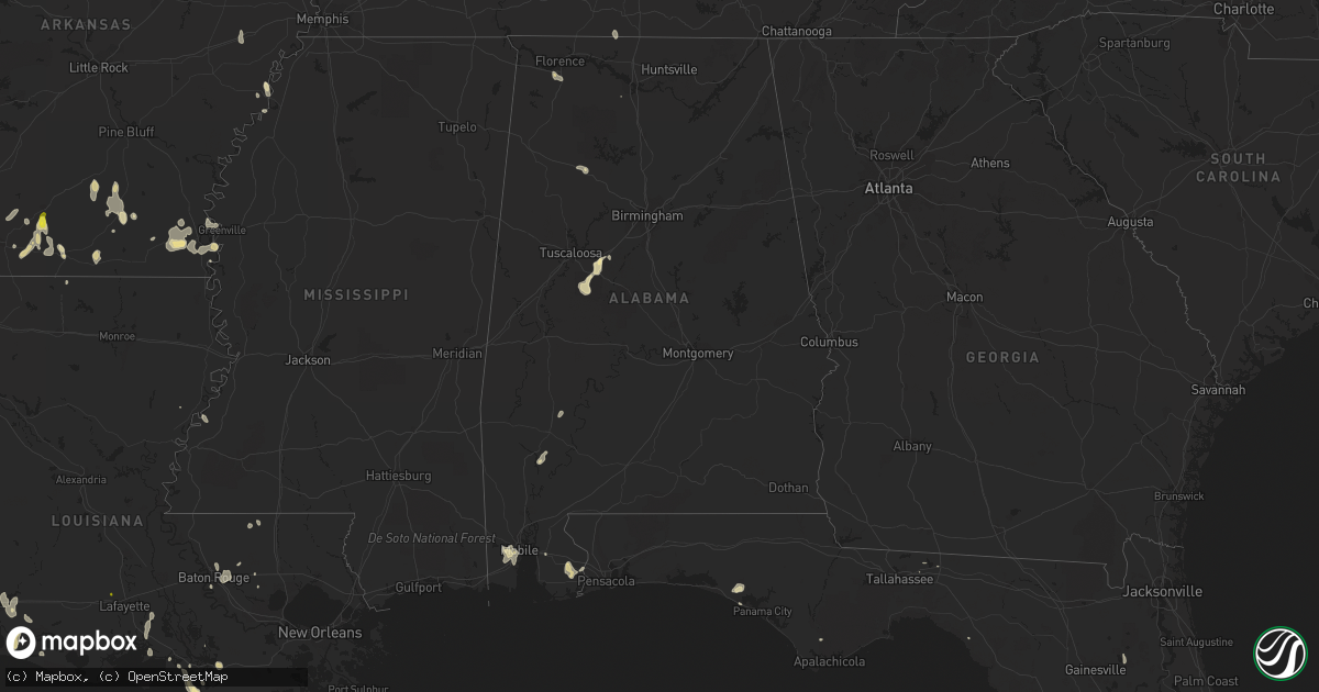 Hail map in Alabama on June 28, 2019
