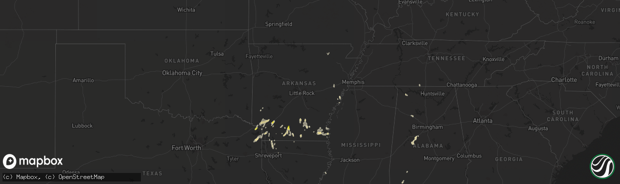 Hail map in Arkansas on June 28, 2019