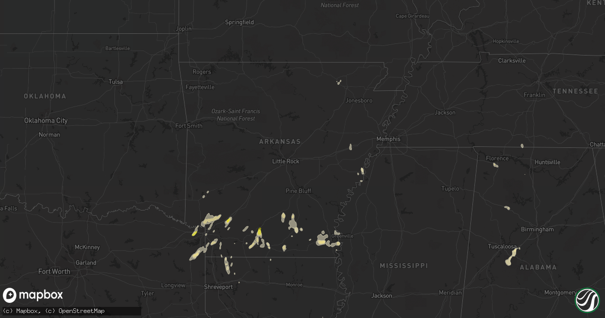 Hail map in Arkansas on June 28, 2019