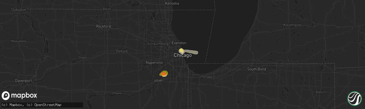 Hail map in Chicago, IL on June 28, 2019