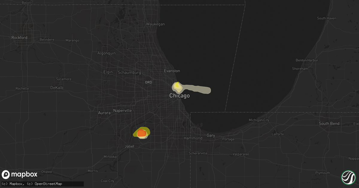Hail map in Chicago, IL on June 28, 2019