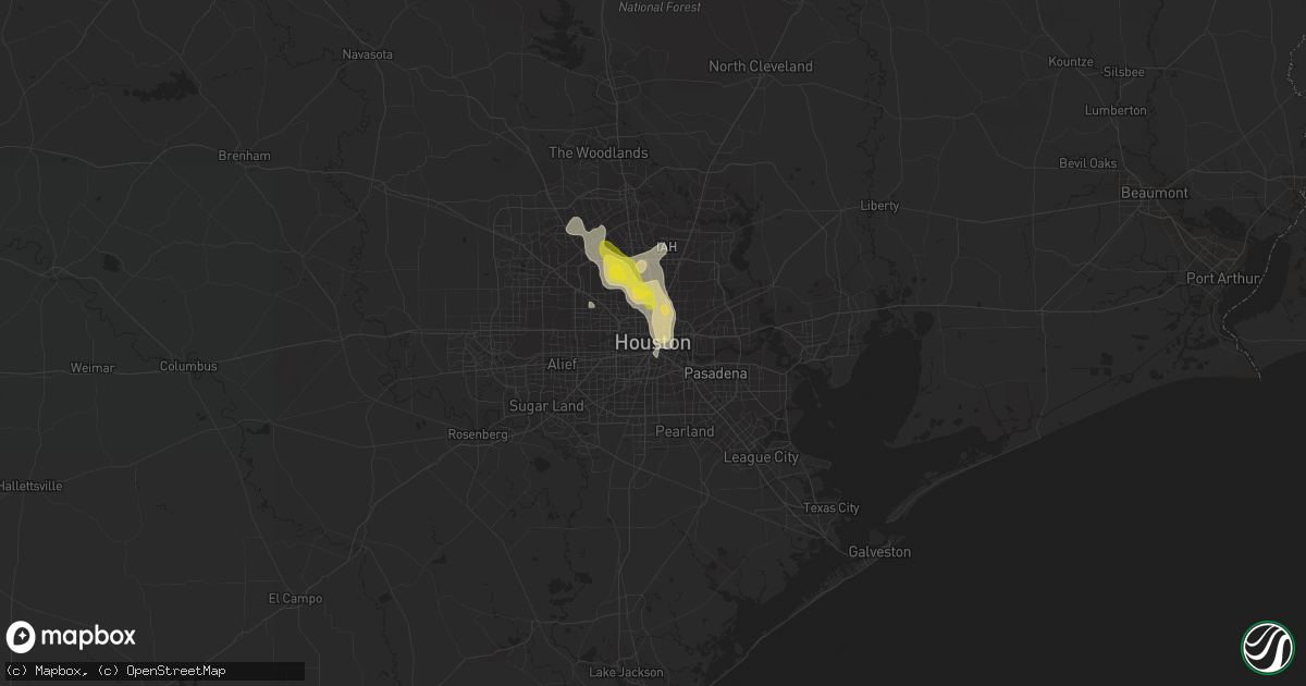 Hail map in Houston, TX on June 28, 2019