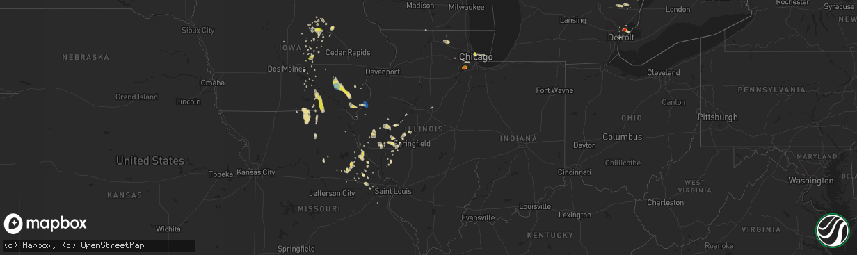 Hail map in Illinois on June 28, 2019