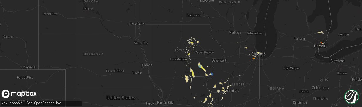 Hail map in Iowa on June 28, 2019