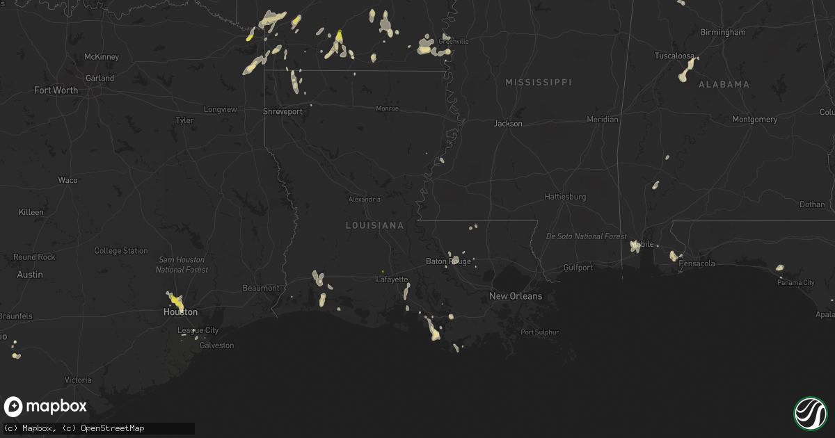 Hail map in Louisiana on June 28, 2019