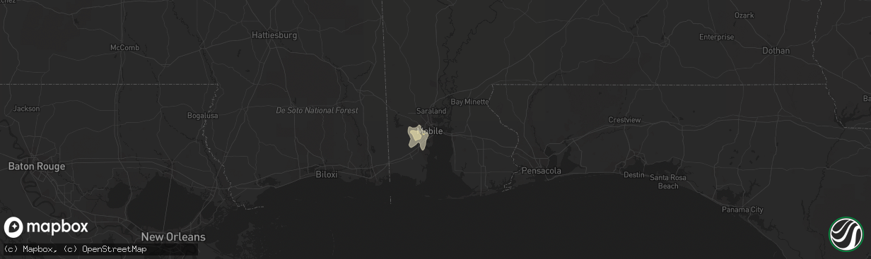 Hail map in Mobile, AL on June 28, 2019