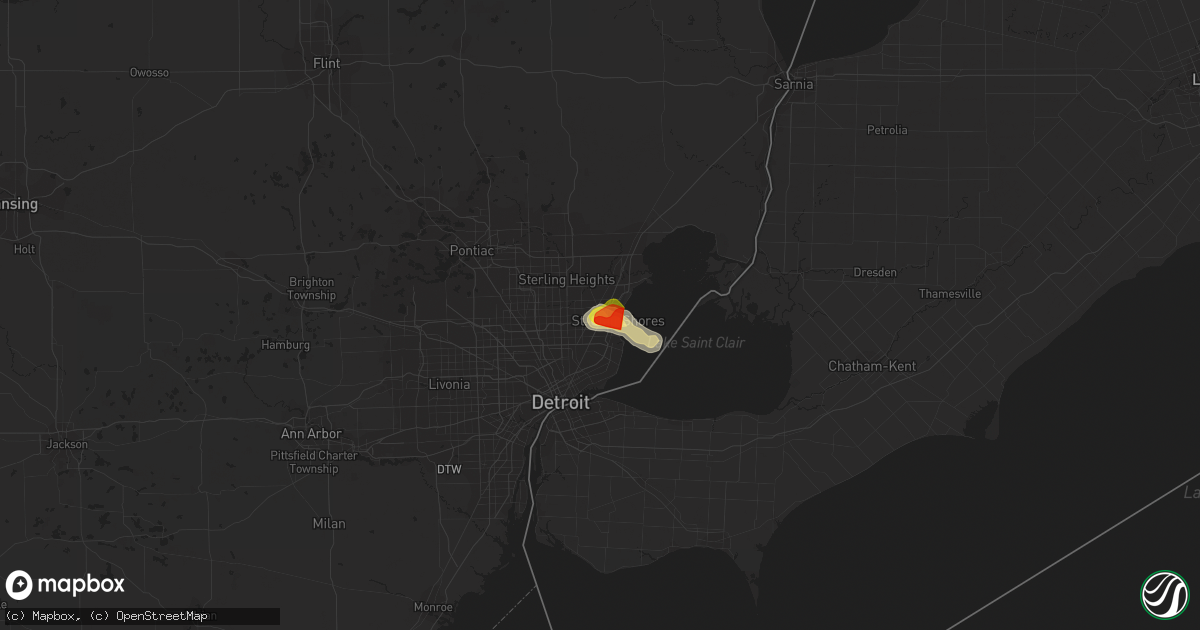 Hail map in Roseville, MI on June 28, 2019