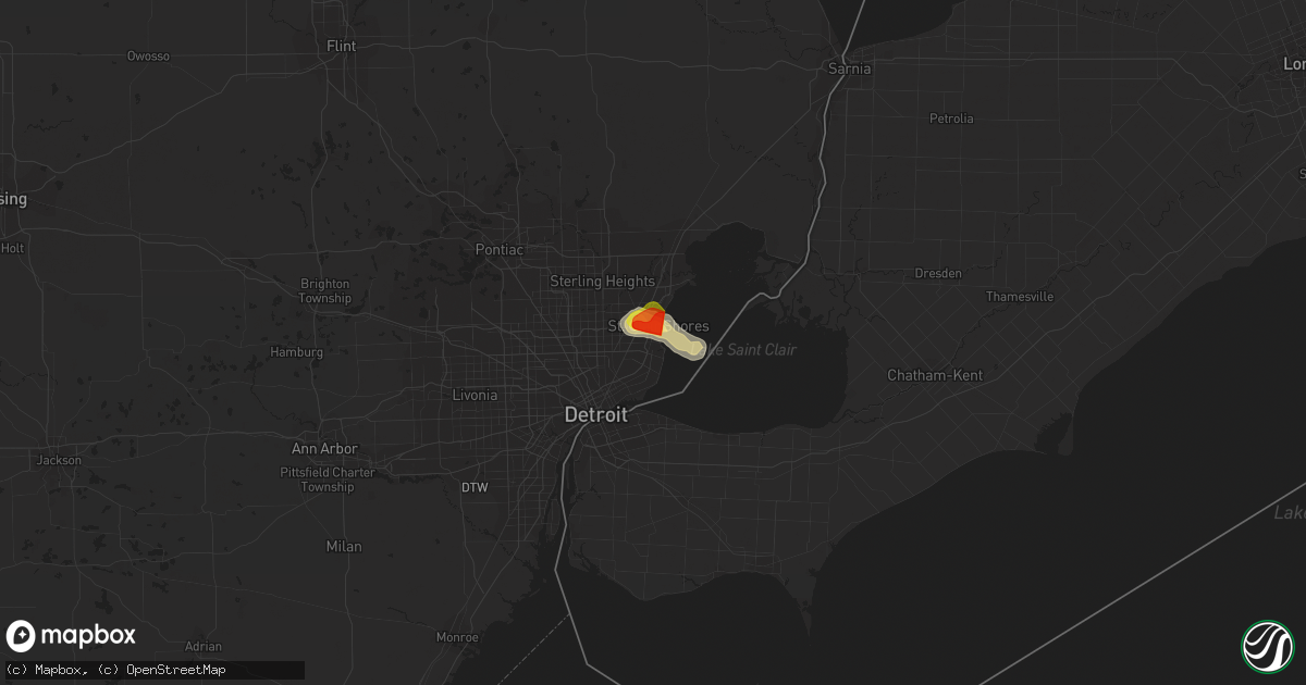 Hail map in Saint Clair Shores, MI on June 28, 2019