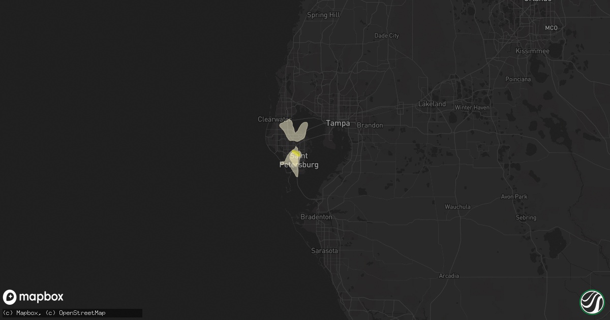 Hail map in Saint Petersburg, FL on June 28, 2019