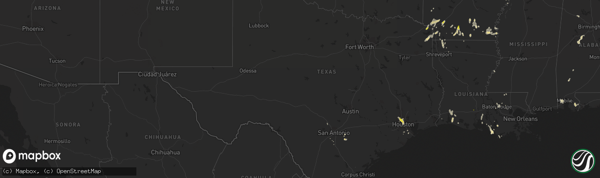Hail map in Texas on June 28, 2019