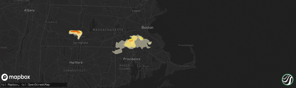 Hail map in Brockton, MA on June 28, 2020