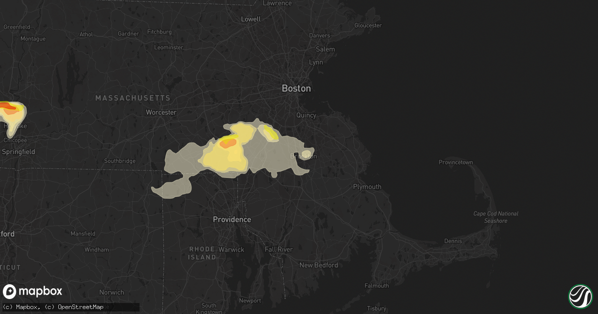 Hail map in Brockton, MA on June 28, 2020