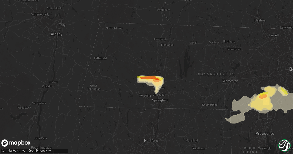 Hail map in Easthampton, MA on June 28, 2020