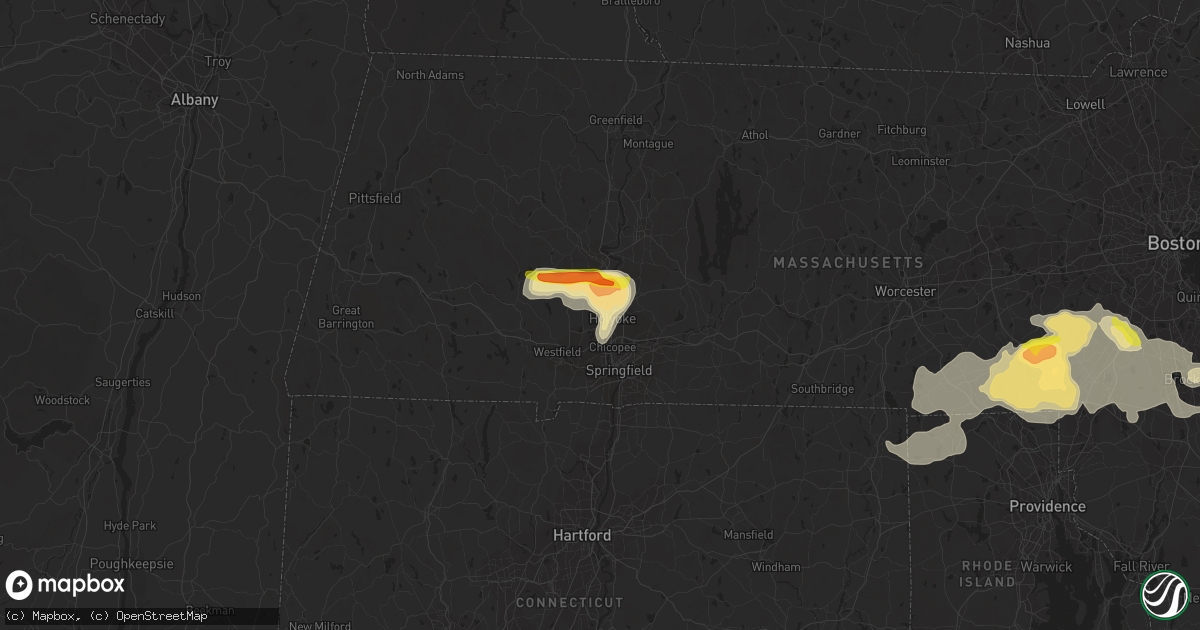 Hail map in Holyoke, MA on June 28, 2020
