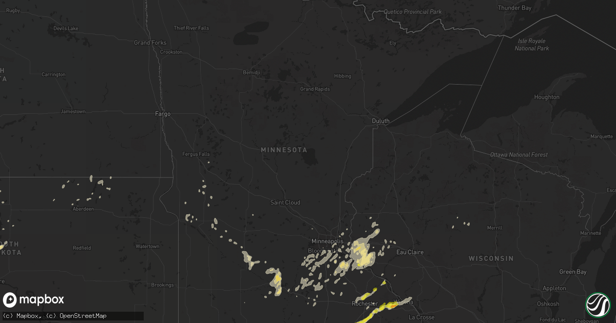Hail map in Minnesota on June 28, 2020